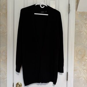 Cyrus Classic Black Knit Open-Front Long Cardigan